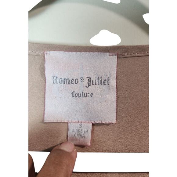 Romeo & Juliet Couture Tan Sheer Crochet Tunic Tank Sz Small Sleeveless Bohemian - Picture 2 of 10